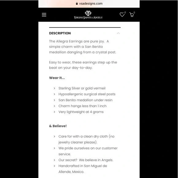Virgin Saints & Angels Allegra earrings - Picture 4 of 4